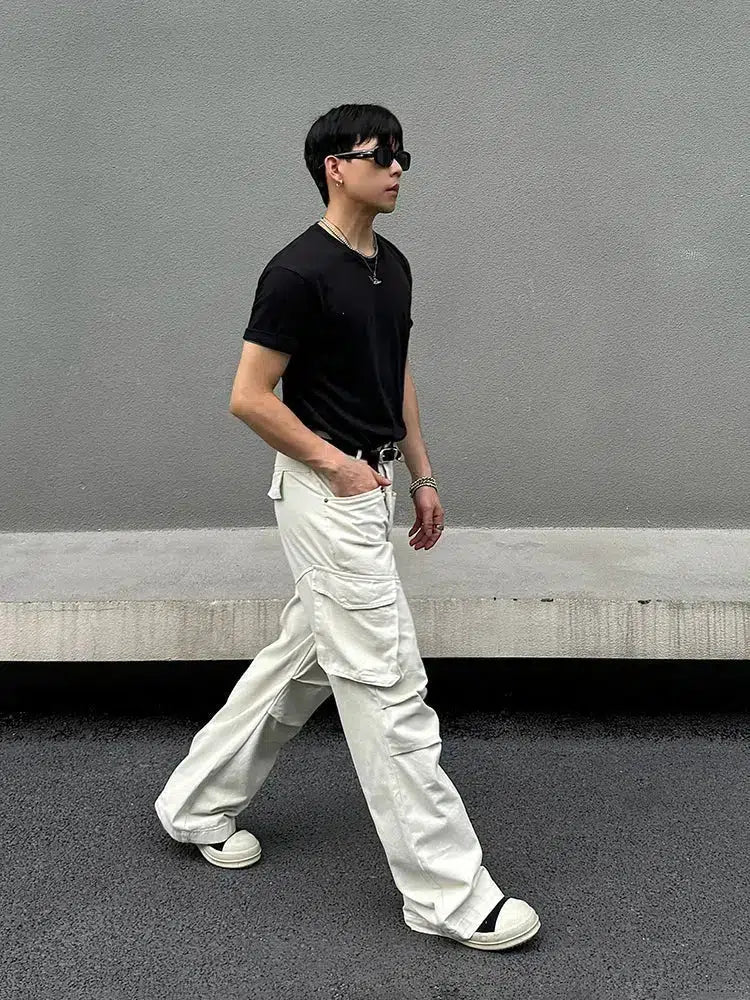 Retro Multi-pocket Straight Cargo Pants