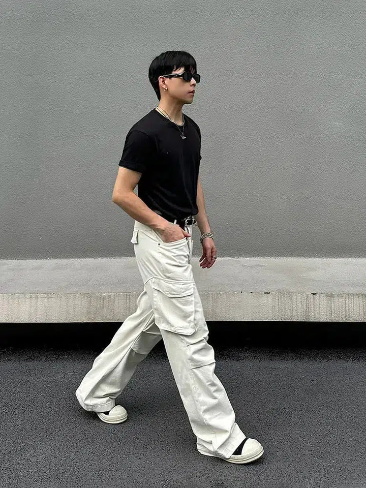 Retro Multi-pocket Straight Cargo Pants