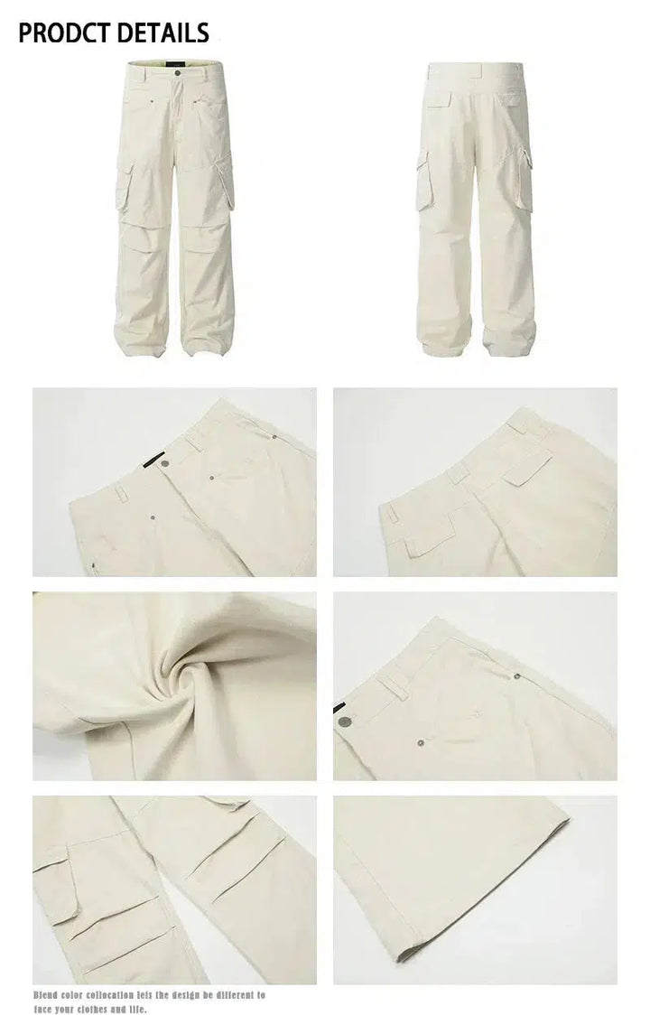 Retro Multi-pocket Straight Cargo Pants