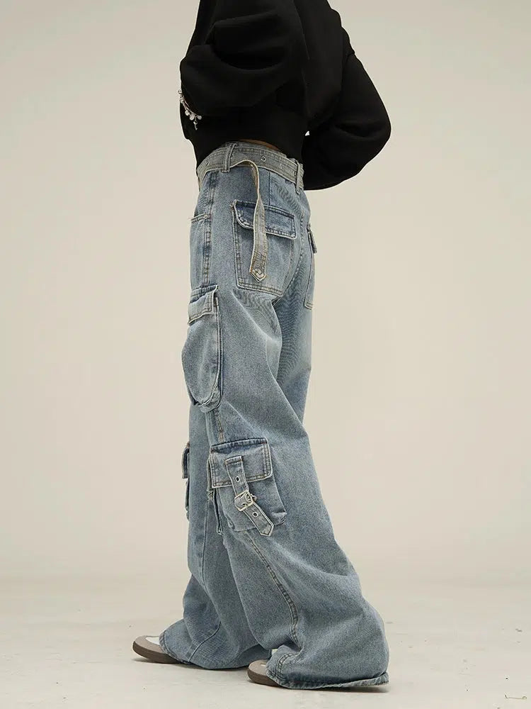 Retro Multi-pocket Cargo Jeans