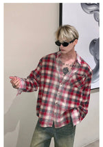 Retro Plaid Color-blocked Long-sleeved Shirt