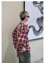 Retro Plaid Color-blocked Long-sleeved Shirt