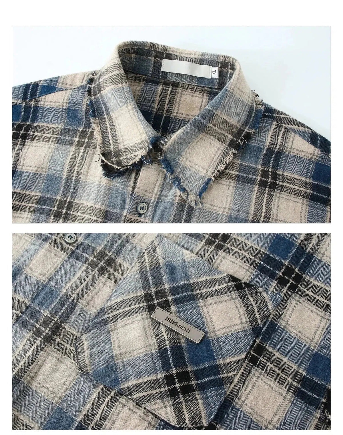 Retro Plaid Color-blocked Long-sleeved Shirt