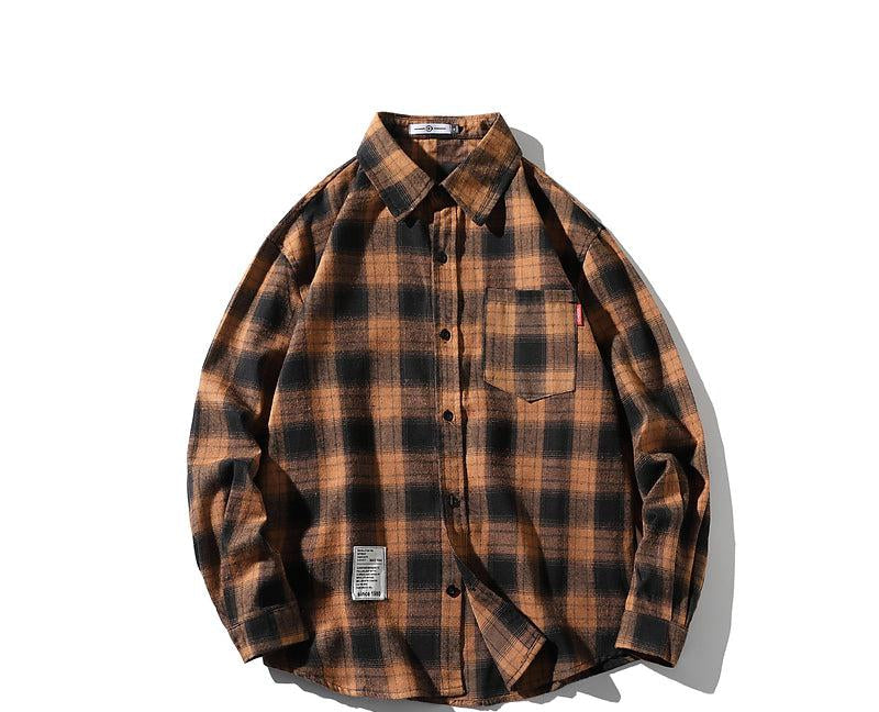Retro Plaid Long-sleeved Thin Shirt