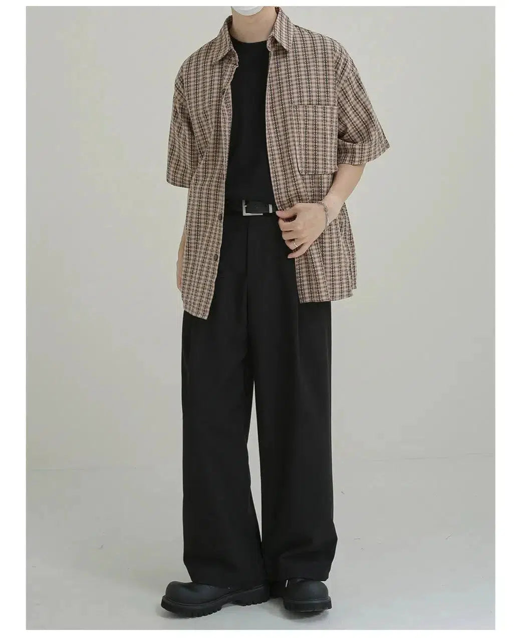 Retro Plaid Thin Short Sleeve Shirt