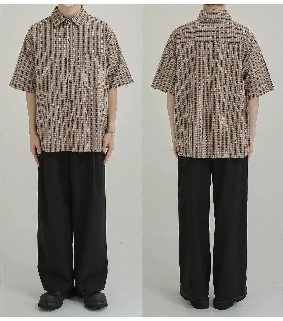 Retro Plaid Thin Short Sleeve Shirt