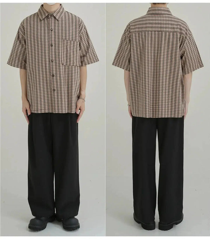 Retro Plaid Thin Short Sleeve Shirt
