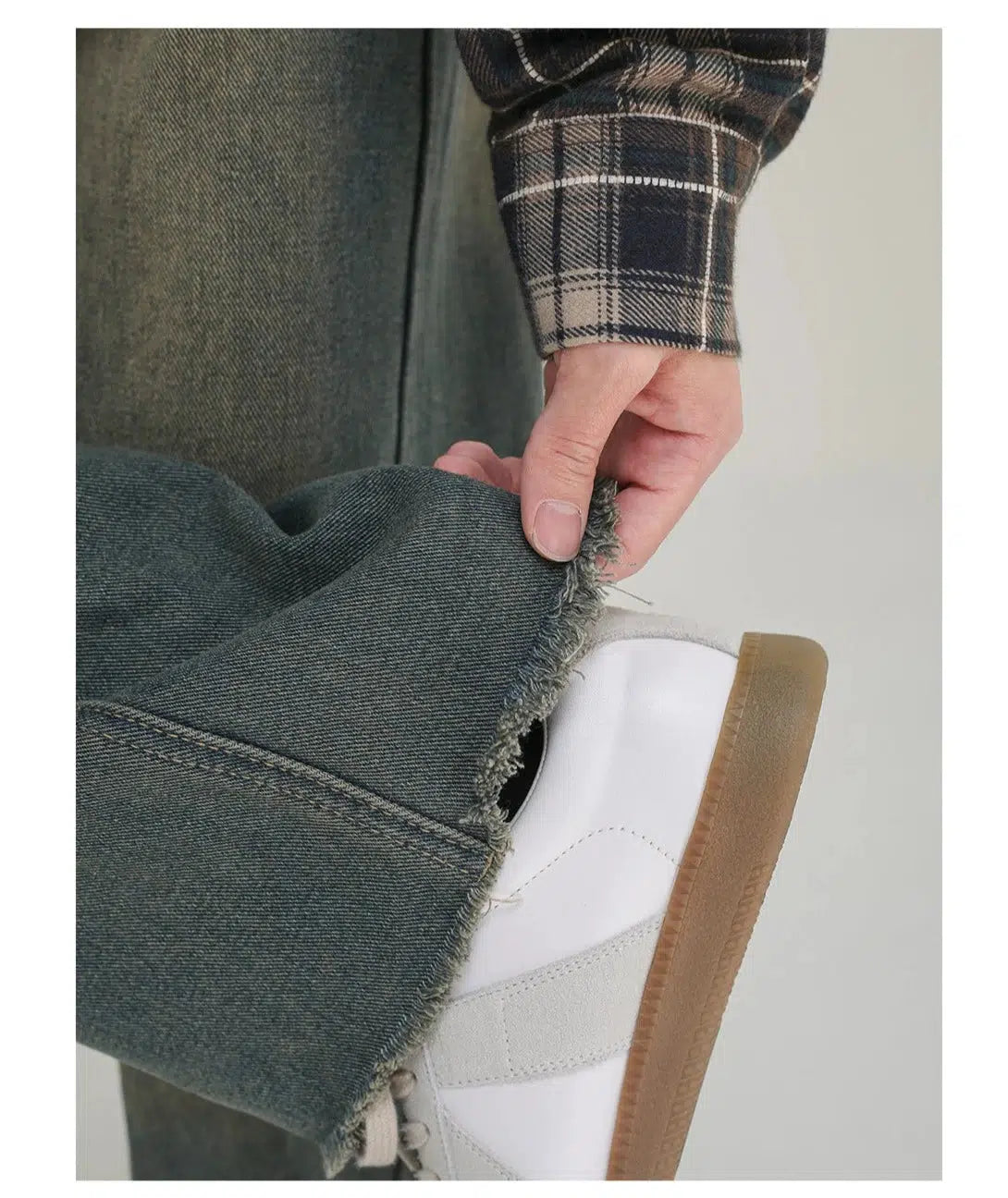 Retro Raw edge Floor-length Jeans