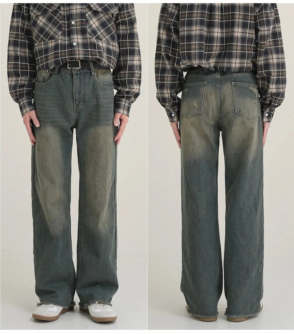 Retro Raw edge Floor-length Jeans