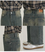 Retro Raw edge Floor-length Jeans