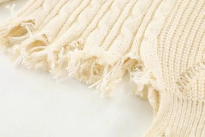 Retro Ripped Round Neck Sweater
