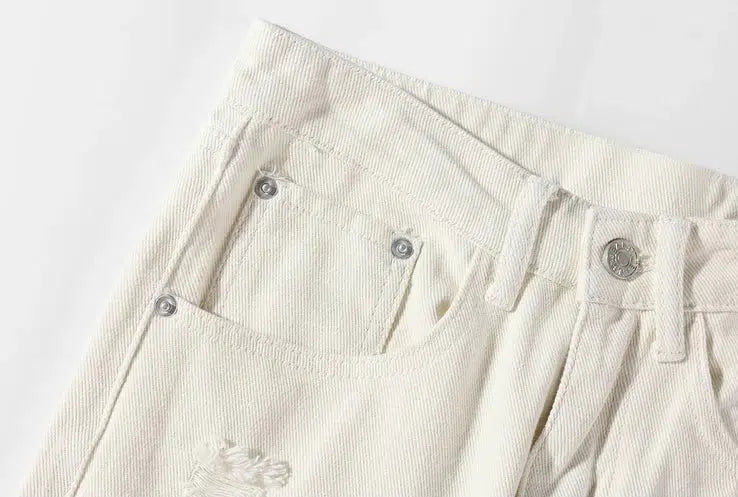 Retro Ripped Slim Straight Jeans