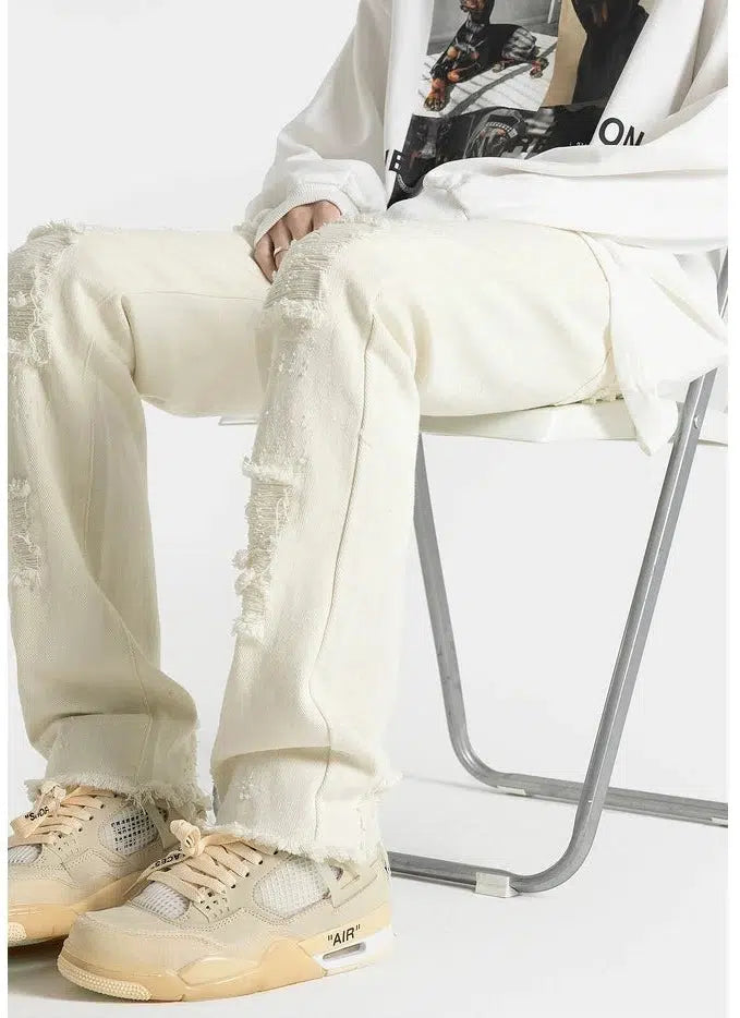 Retro Ripped Slim Straight Jeans