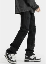 Retro Ripped Slim Straight Jeans