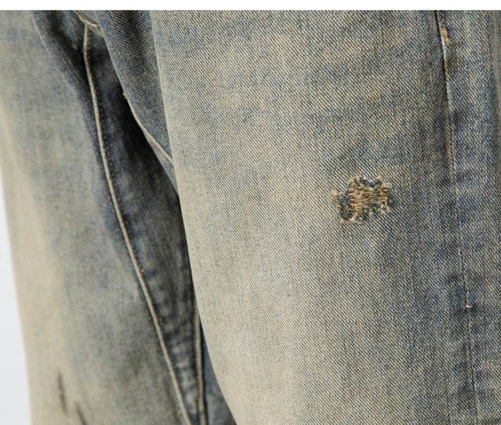 Retro Ripped Straight-leg Jeans