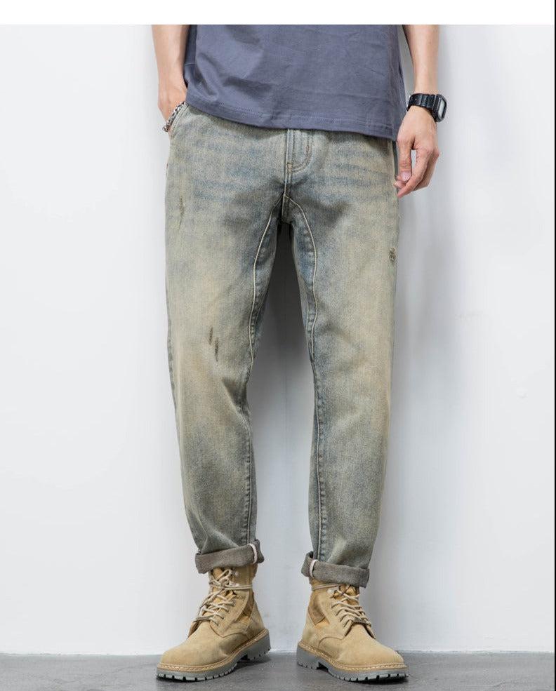 Retro Ripped Straight-leg Jeans