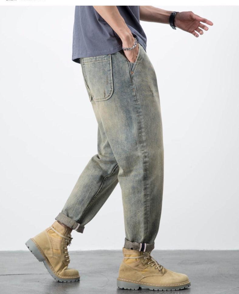 Retro Ripped Straight-leg Jeans