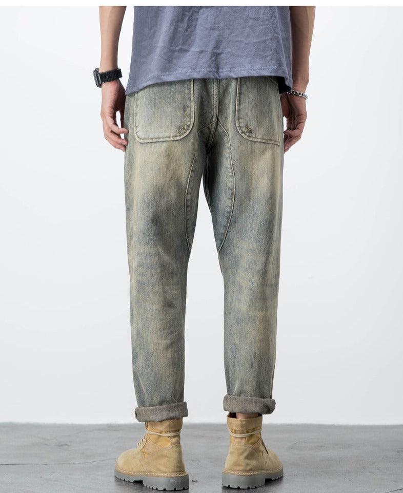 Retro Ripped Straight-leg Jeans