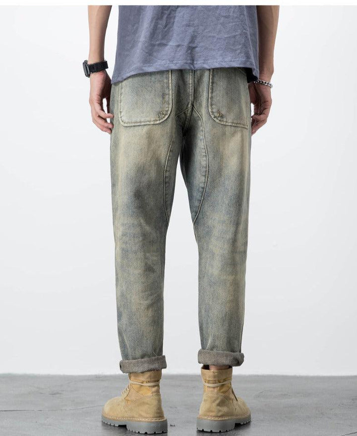 Retro Ripped Straight-leg Jeans