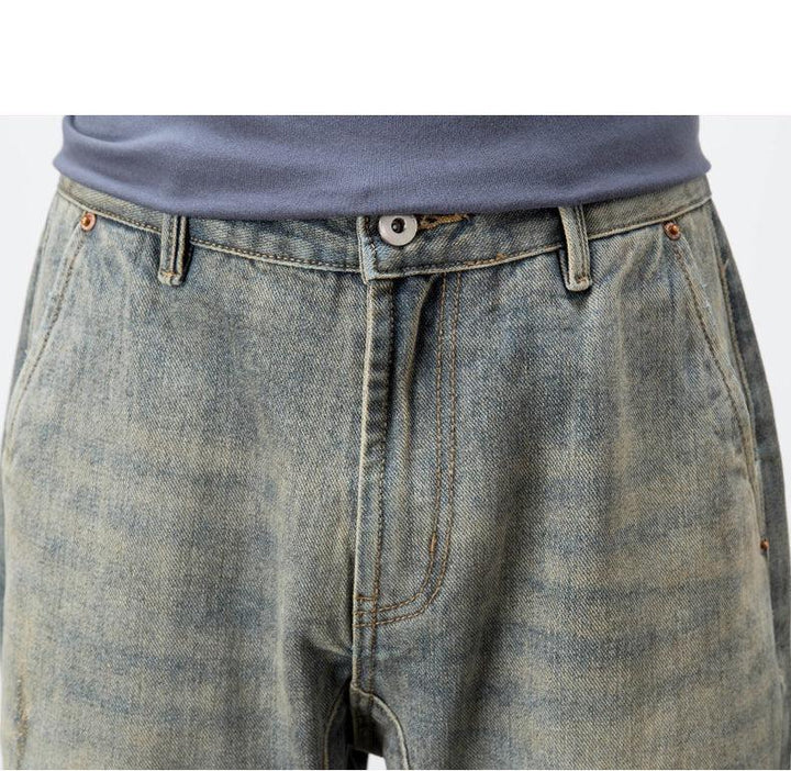 Retro Ripped Straight-leg Jeans