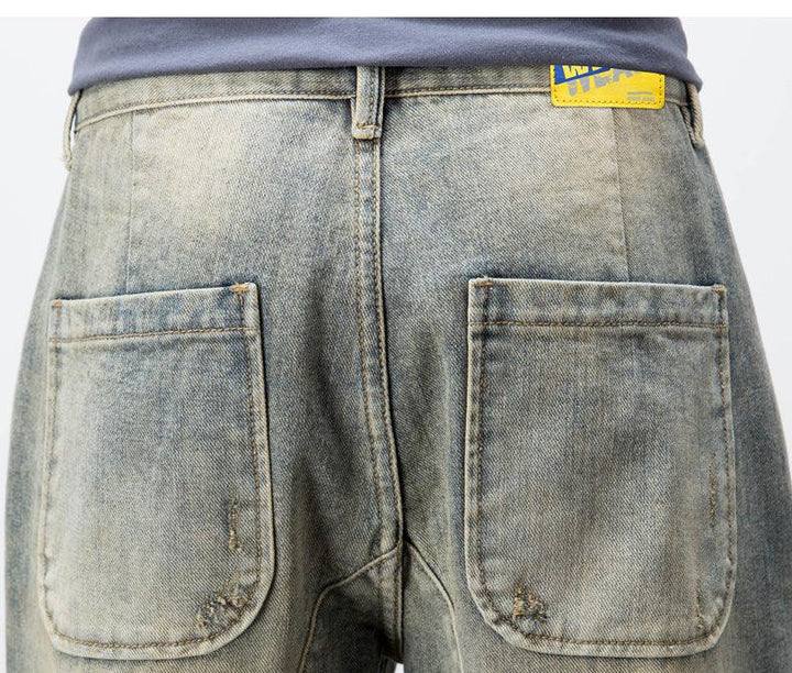 Retro Ripped Straight-leg Jeans
