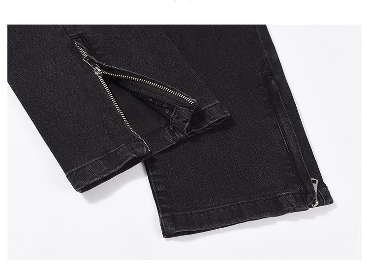 Retro Side Slit Zipper Jeans