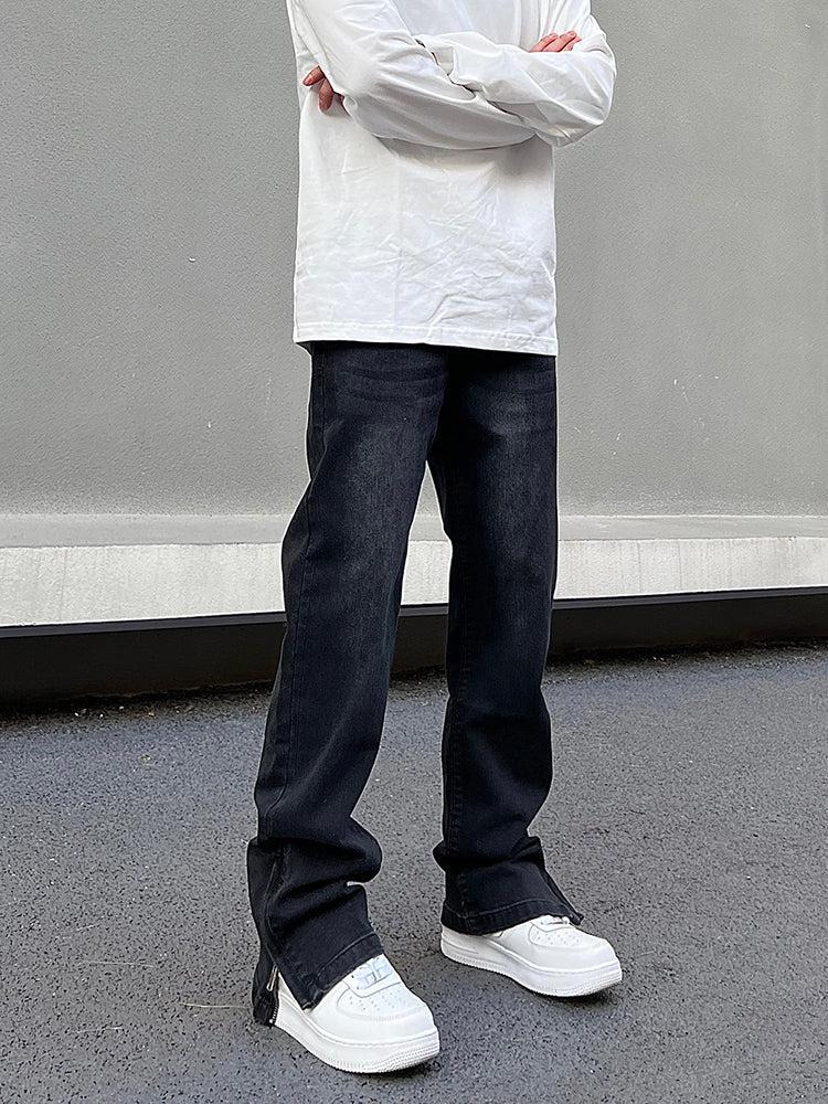 Retro Side Slit Zipper Jeans