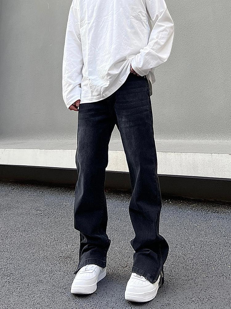 Retro Side Slit Zipper Jeans