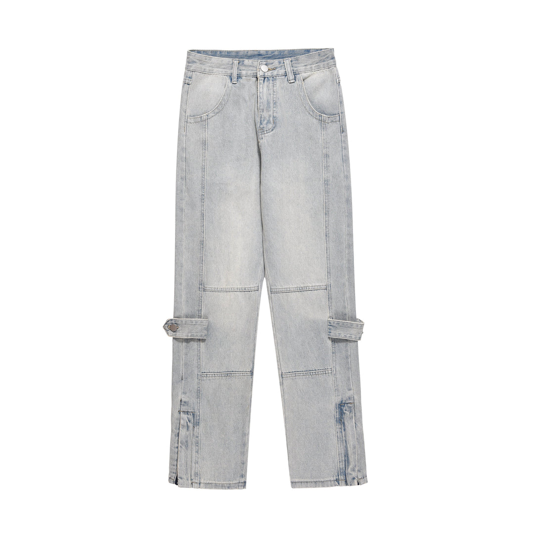 Retro Side Slit Zipper Jeans