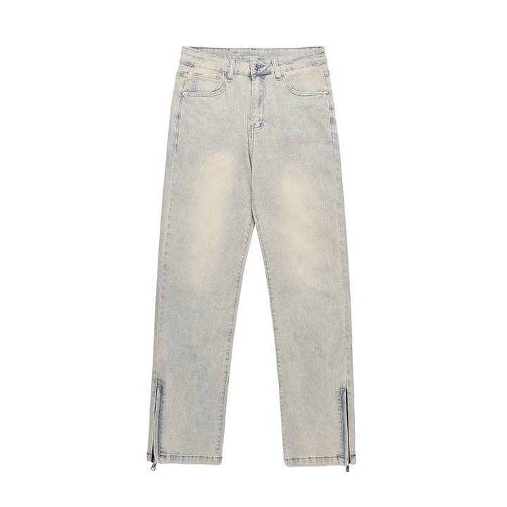Retro Side Slit Zipper Jeans