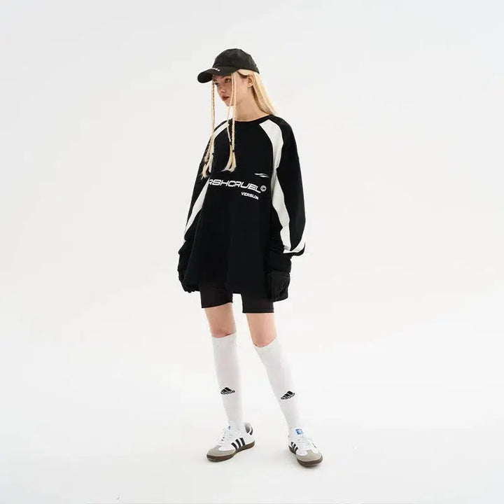 Retro Sports Stitching Sweatshirt