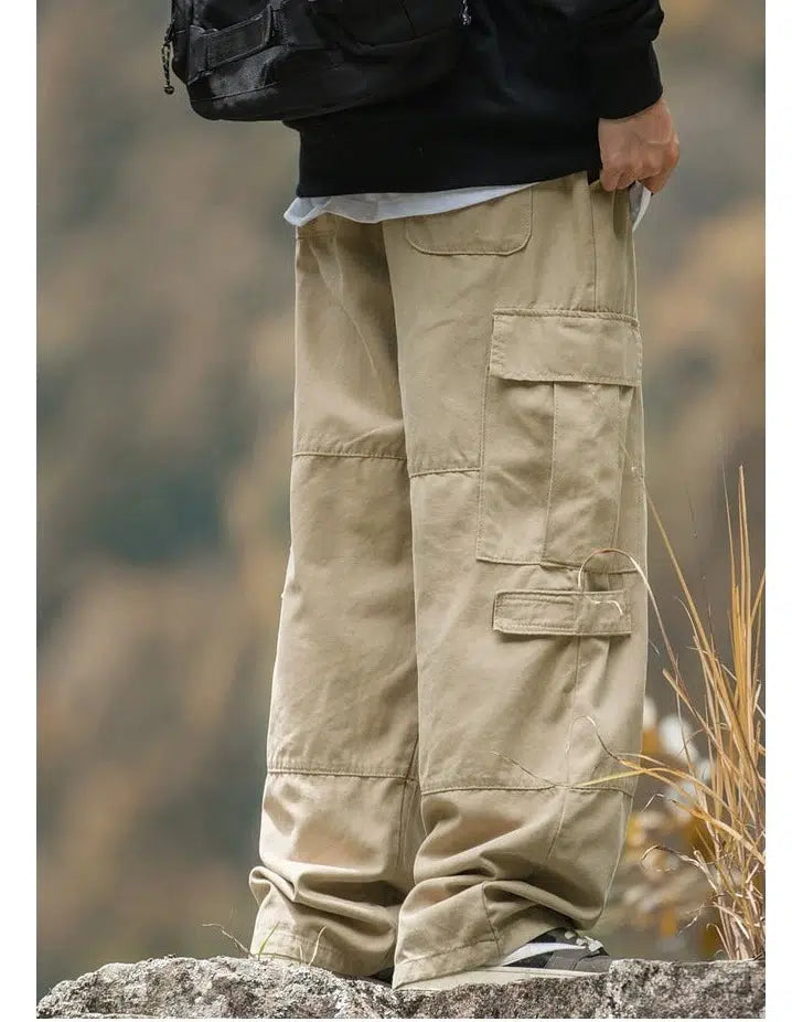 Retro Straight Wide-Leg Cargo Pants