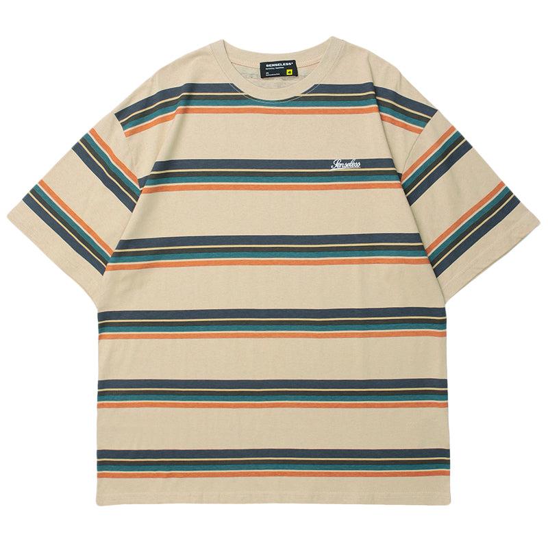 Retro Striped Short-sleeved T-shirt