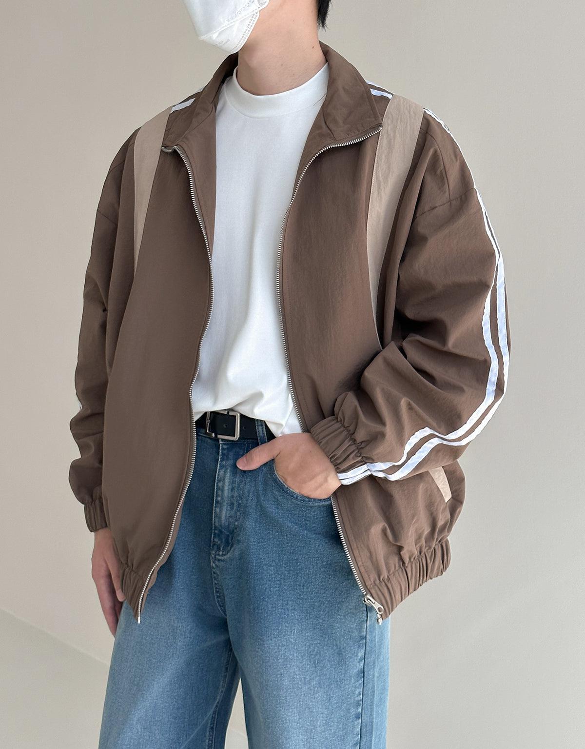 Retro Striped Zip Track Jacket