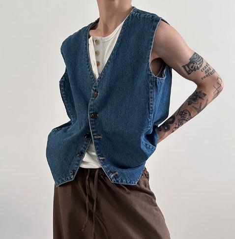 Retro V-neck Denim Vest