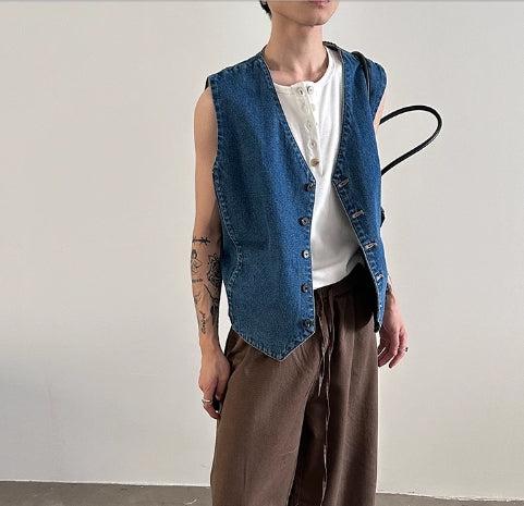 Retro V-neck Denim Vest
