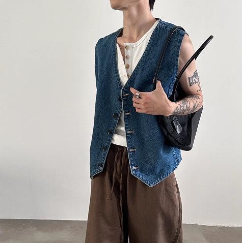Retro V-neck Denim Vest