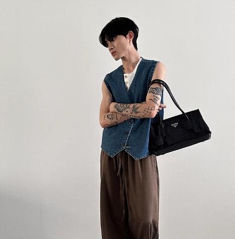 Retro V-neck Denim Vest