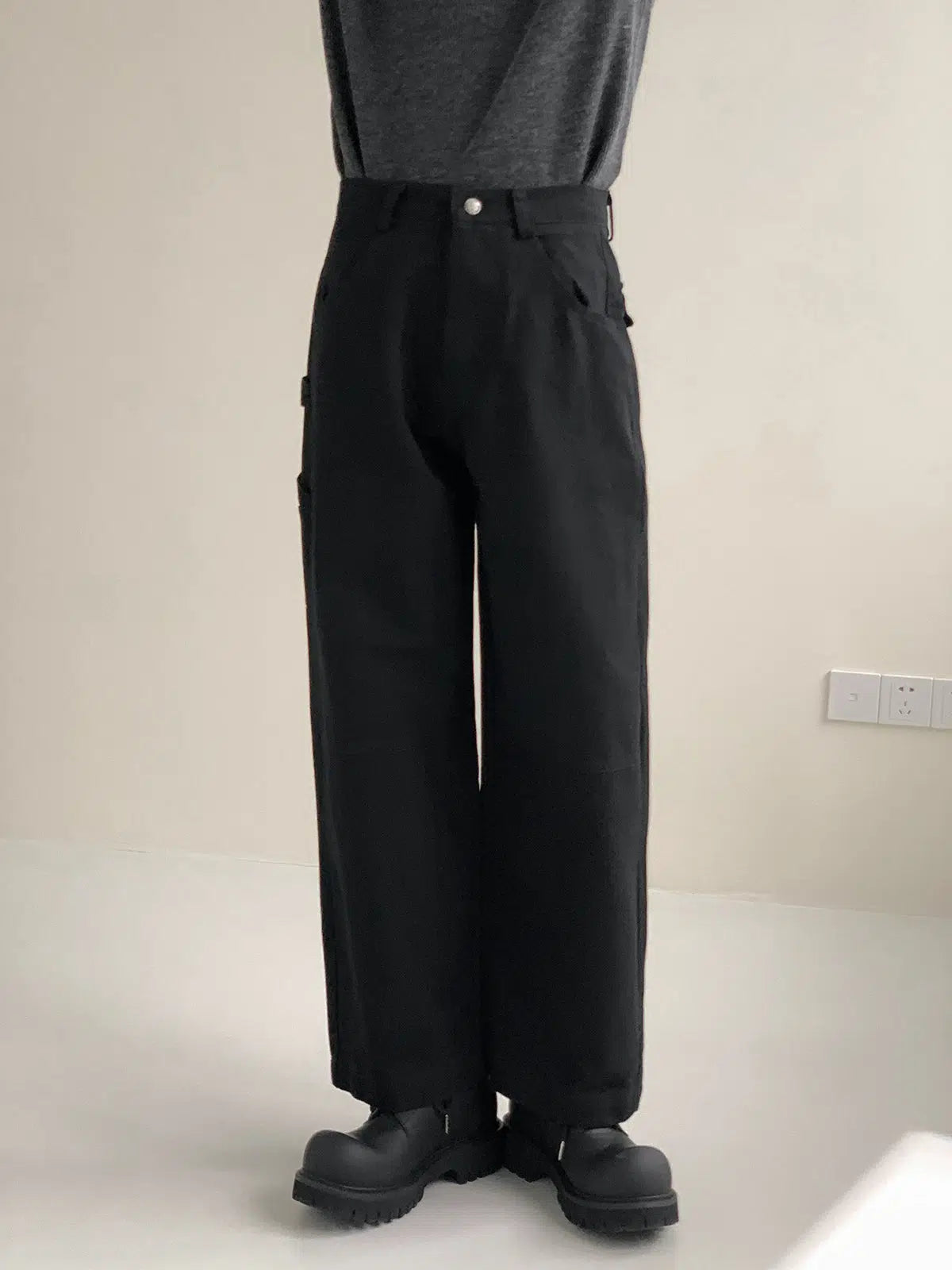 Retro Washed Cotton Wide Leg Casual Pants