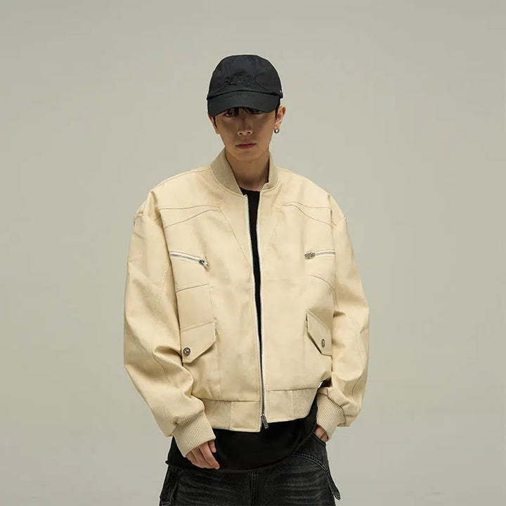 Retro Washed PU Leather Jacket