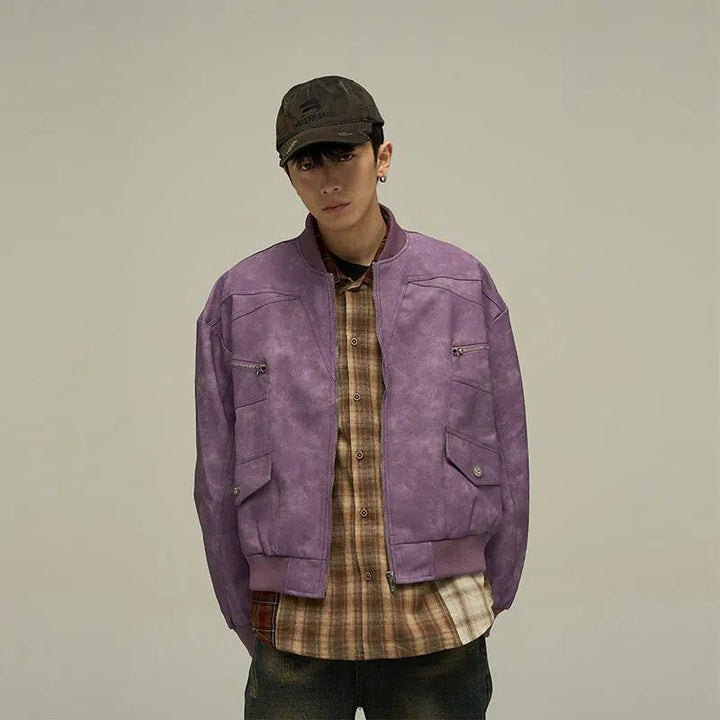 Retro Washed PU Leather Jacket