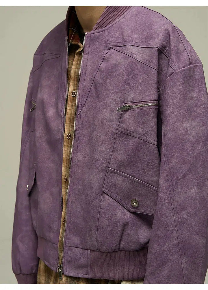Retro Washed PU Leather Jacket
