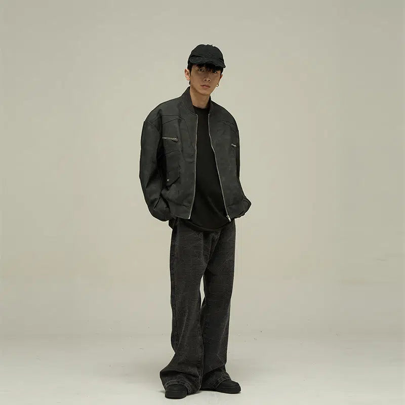 Retro Washed PU Leather Jacket