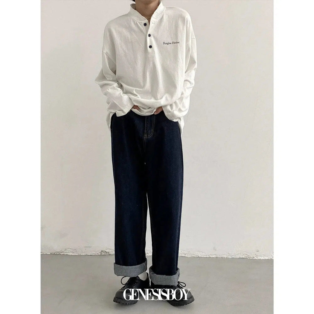 Retro Washed Wide-Leg Denim Jeans