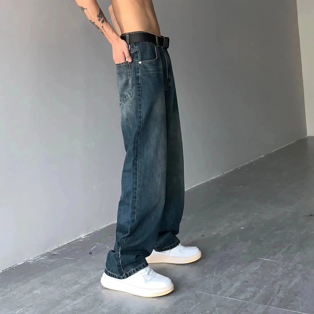 Retro Washed Wide-leg Jeans
