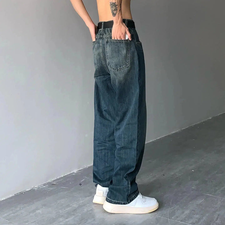 Retro Washed Wide-leg Jeans