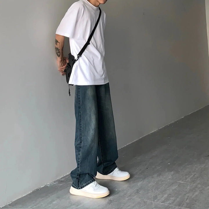 Retro Washed Wide-leg Jeans