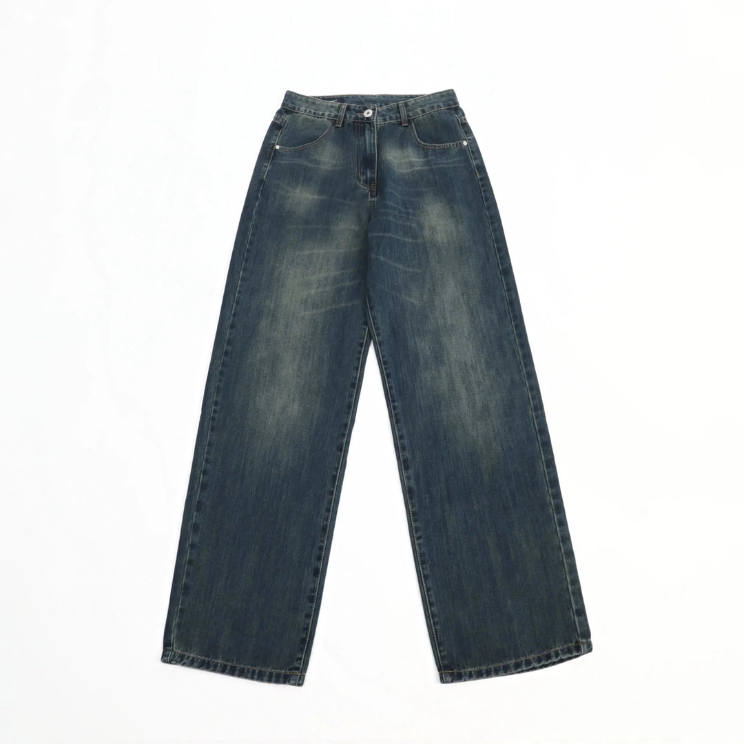 Retro Washed Wide-leg Jeans