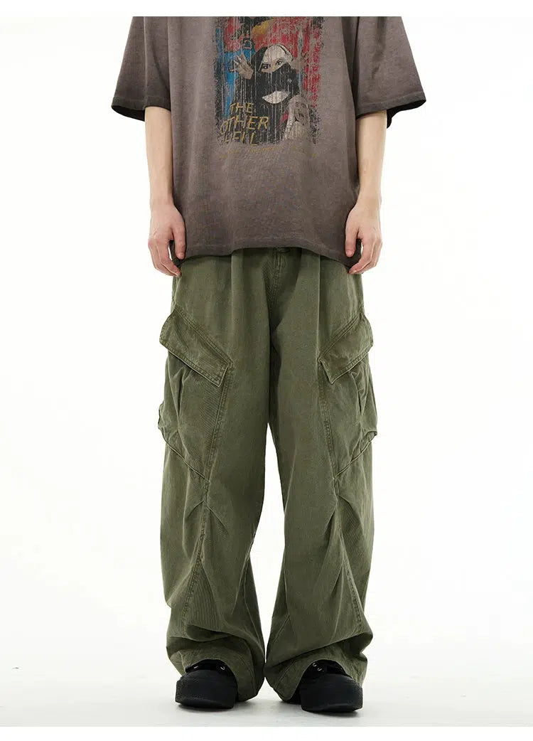 Retro Wide Leg Cargo Pants
