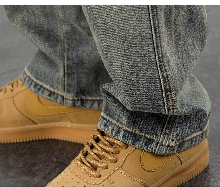 Retro Wide-leg Drape Jeans